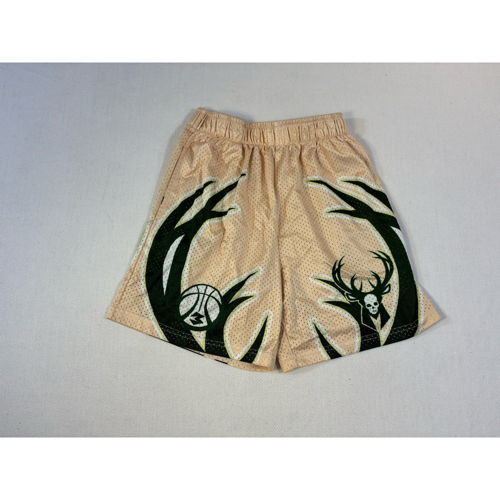 Vintage Youth Milwaukee Bucks Mesh Basketball‎ Shorts Tan M or Mens XS